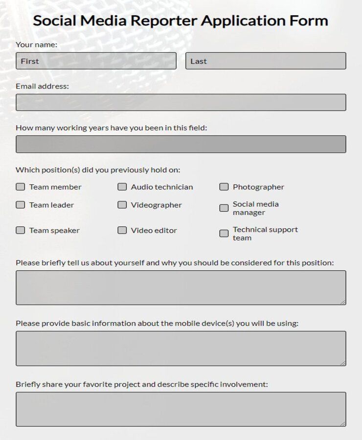 social media reporter application form