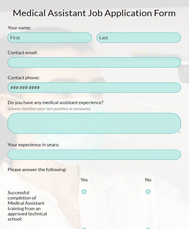 medical assistant job application form