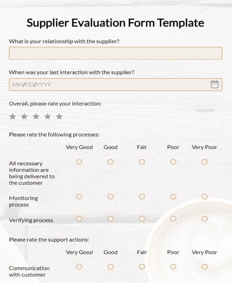 supplier evaluation form