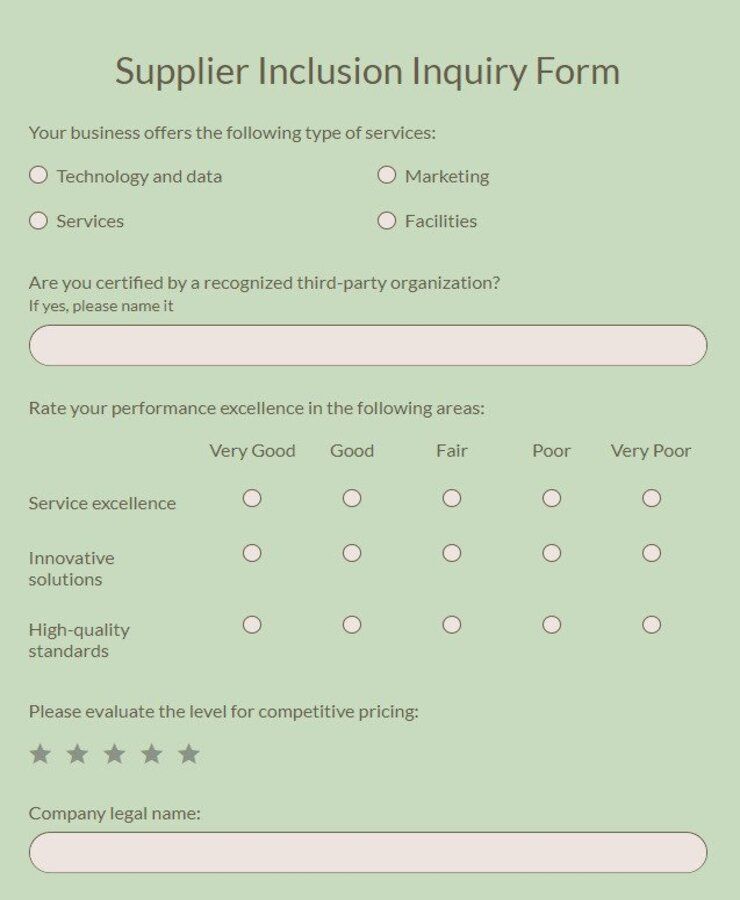 supplier inclusion inquiry form