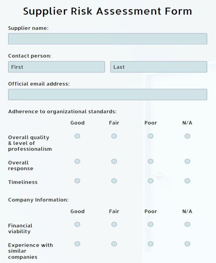 supplier risk assessment form