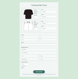 Clothing Order Form