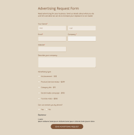 Advertising Request Form
