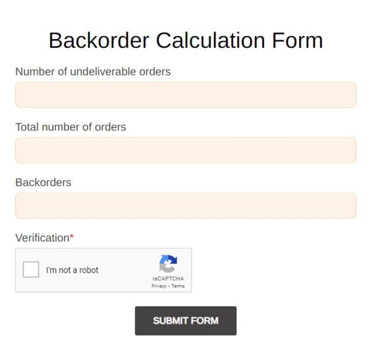 backorder calculation form