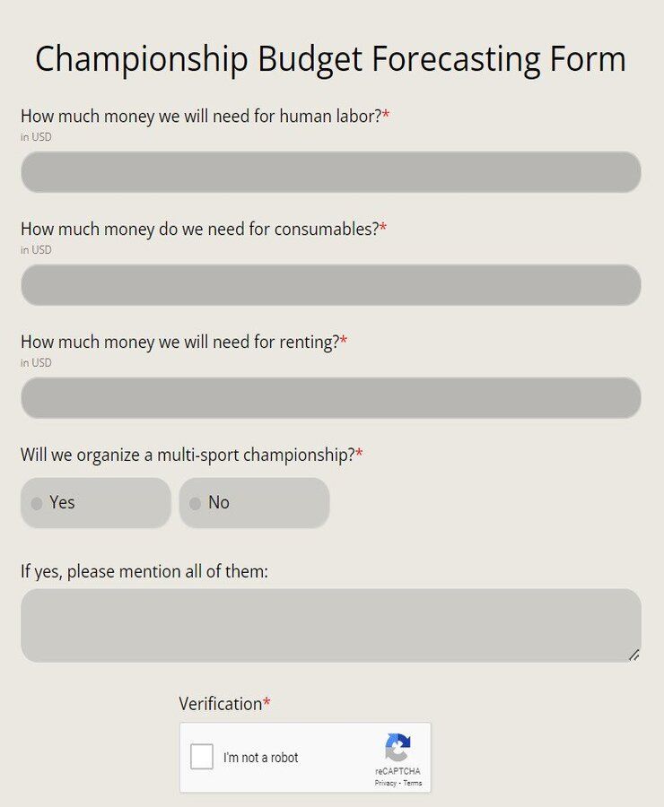 championship budget forecasting form