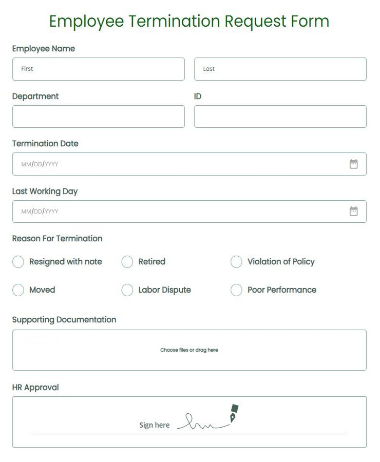 employee termination request form