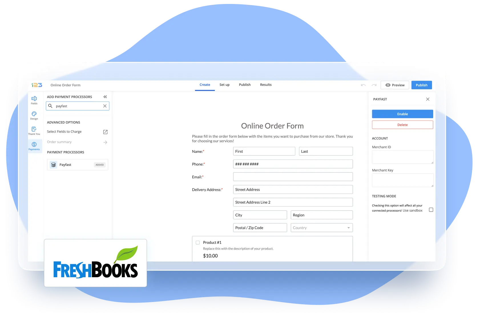 Image showing 123FormBuilder platform integration with FreshBooks