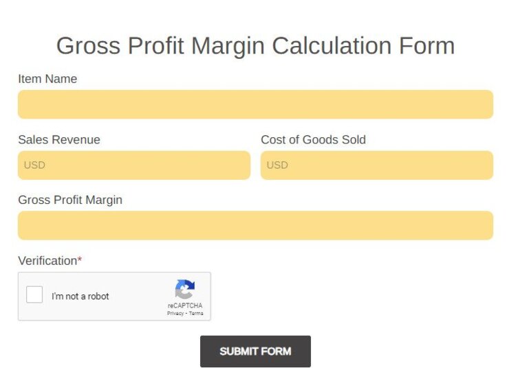 gross profit margin calculation form