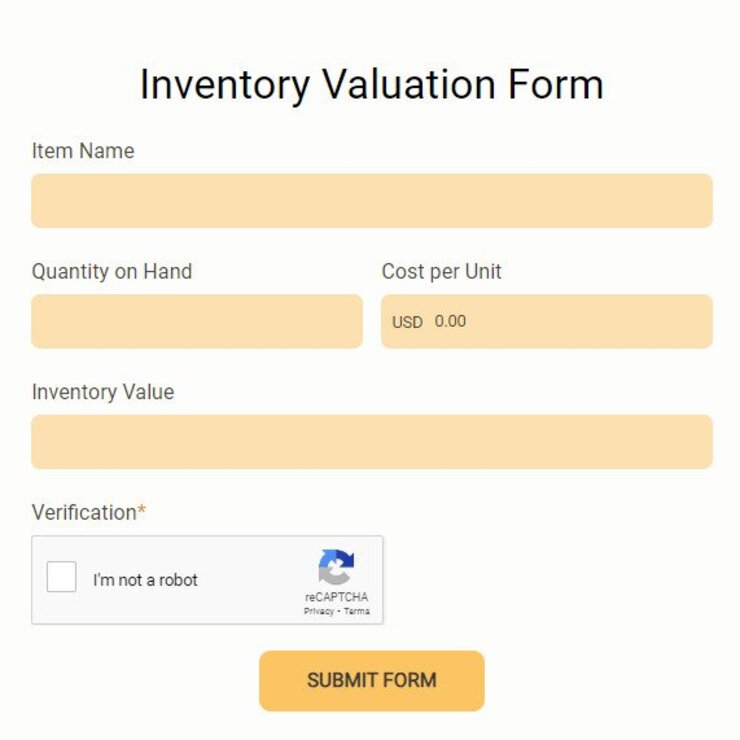 inventory valuation form