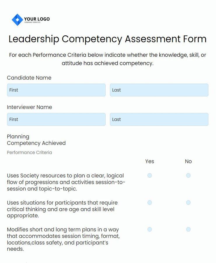 leadership competency assessment form