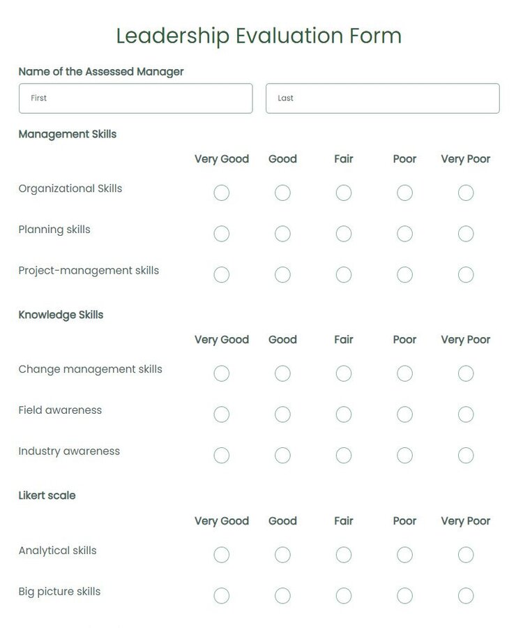 leadership evaluation form
