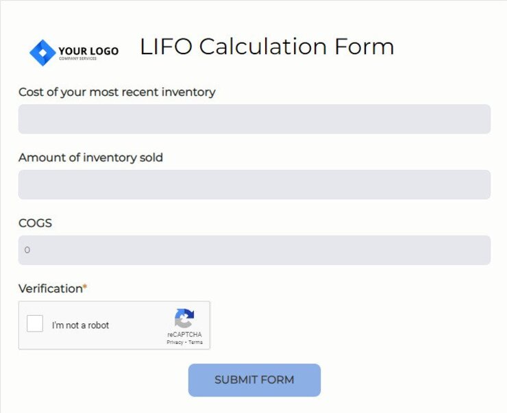 lifo calculation form