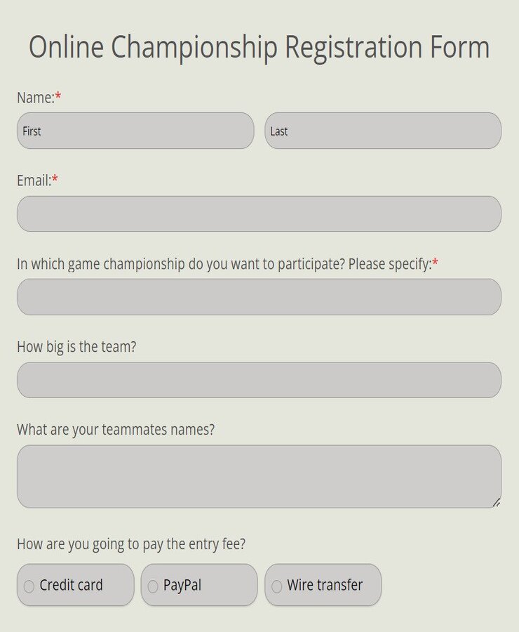 online championship registration form