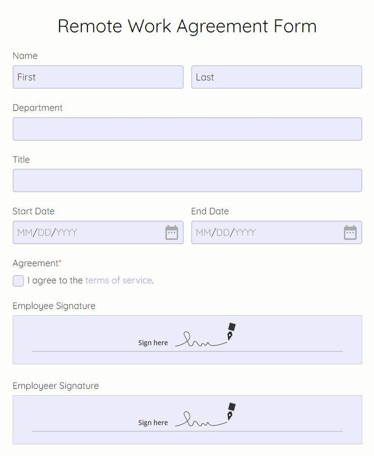 remote work agreement form