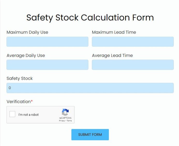 safety stock calculation form