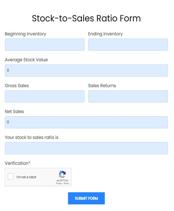stock to sales ratio form