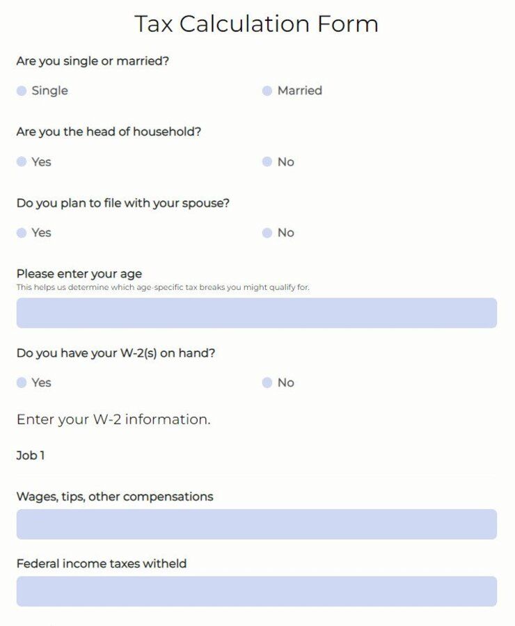 tax calculation form