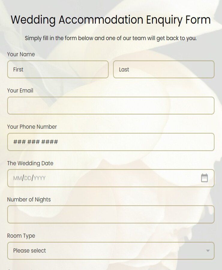 wedding accommodation enquiry form