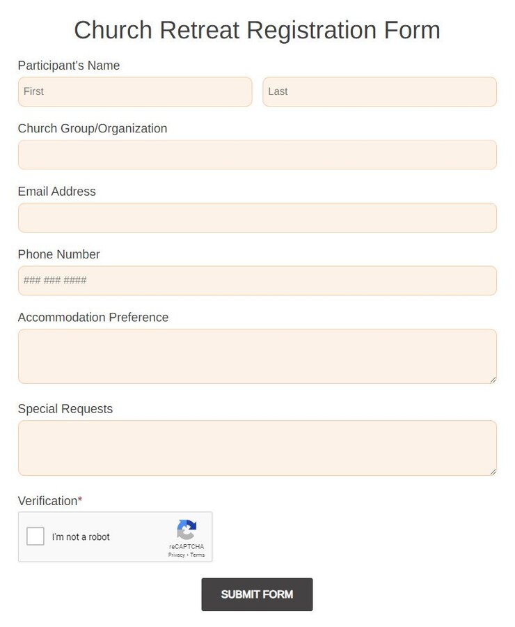 church retreat registration form