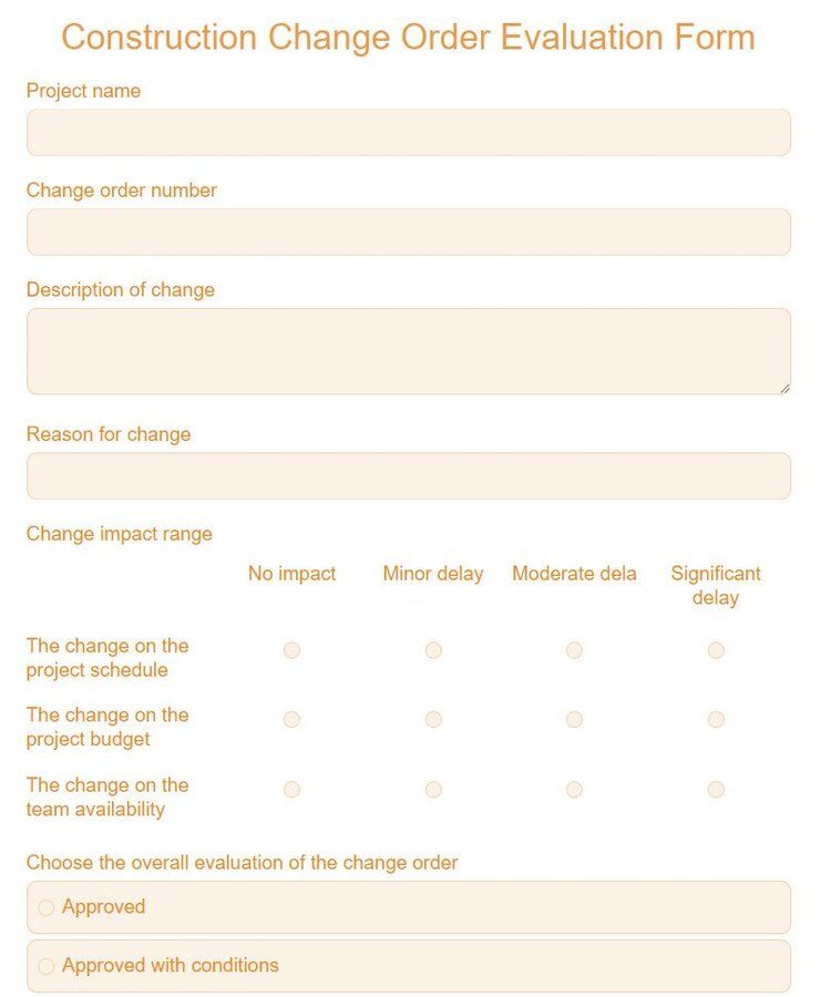 construction change order evaluation form