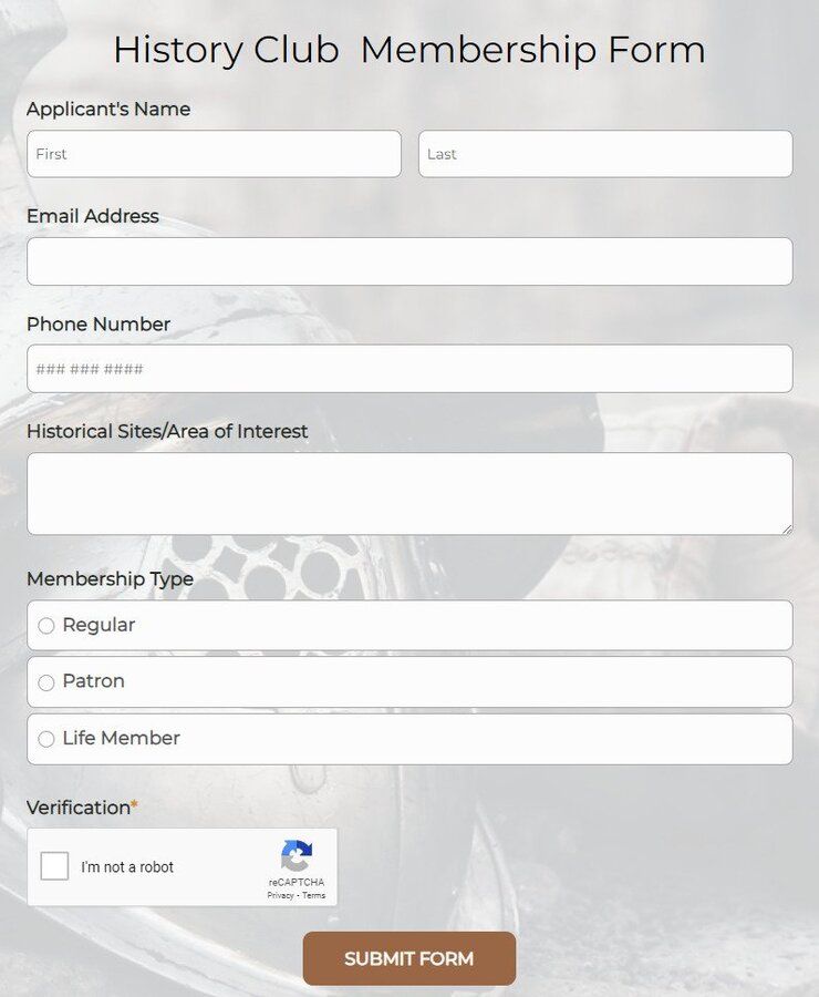 history club membership form