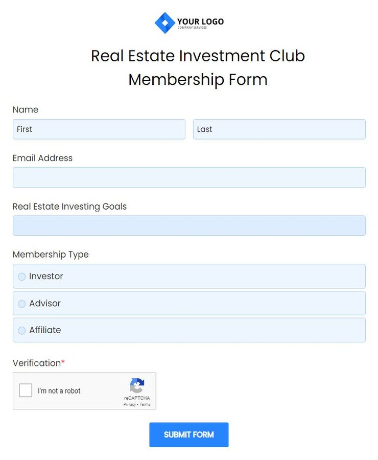 real estate investment club membership form