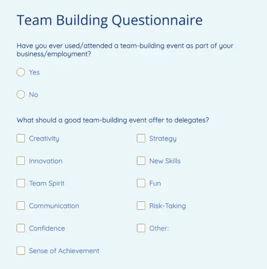 Team Building Questionnaire