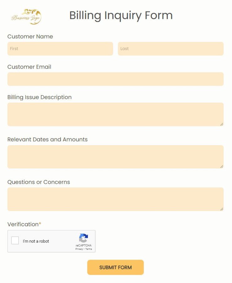 billing inquiry form