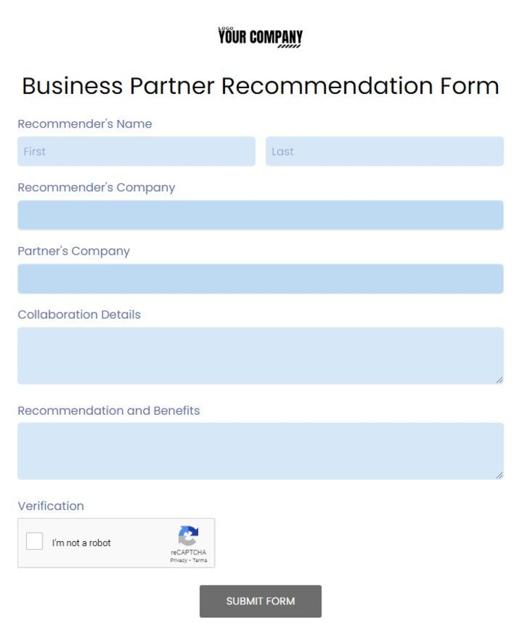 business partner recommendation form