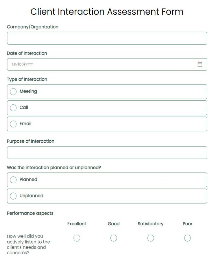client interaction assessment form