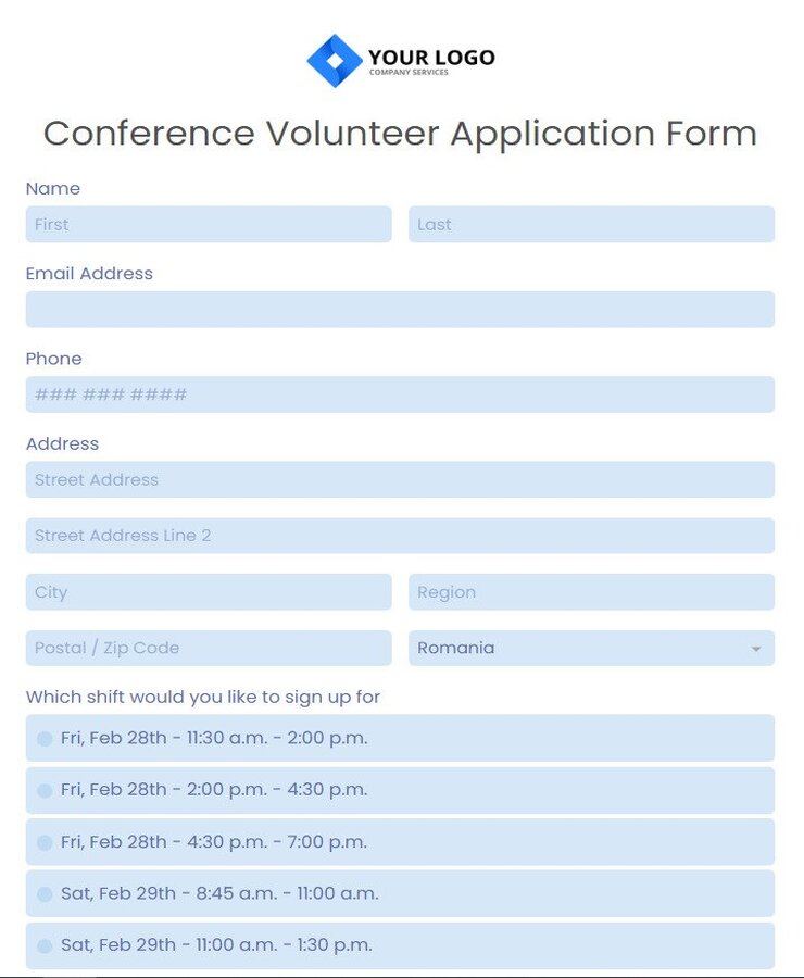 conference volunteer application form