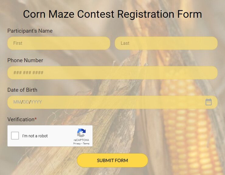 corn maze contest registration form