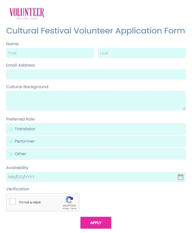 cultural festival volunteer application form