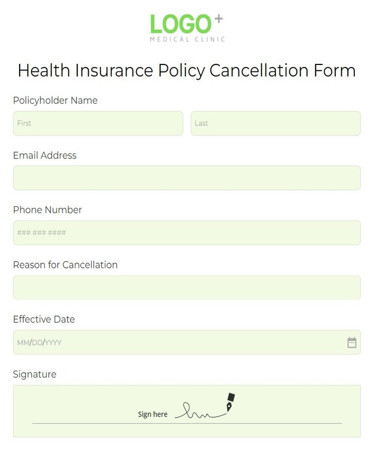 health insurance policy cancellation form