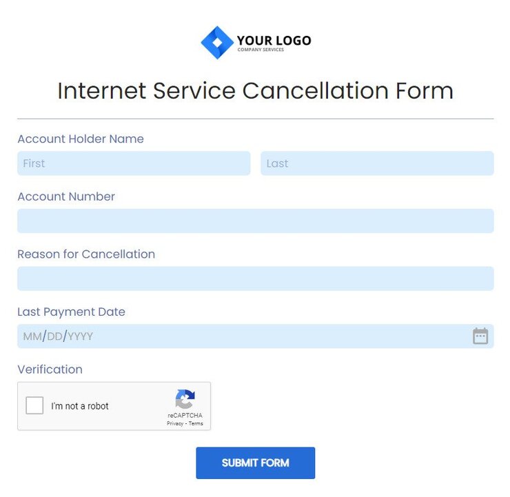 internet service cancellation form
