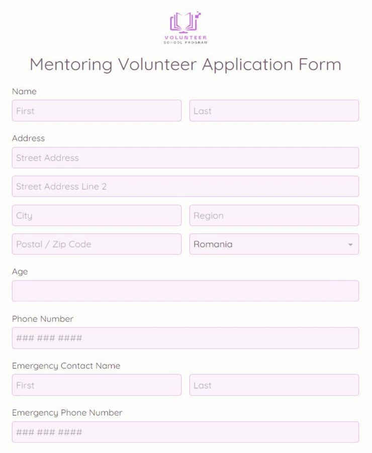 mentoring volunteer application form