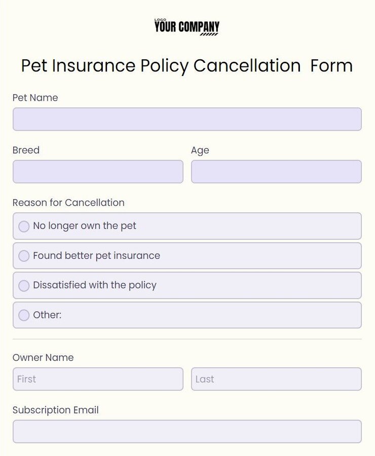 pet insurance policy cancellation form