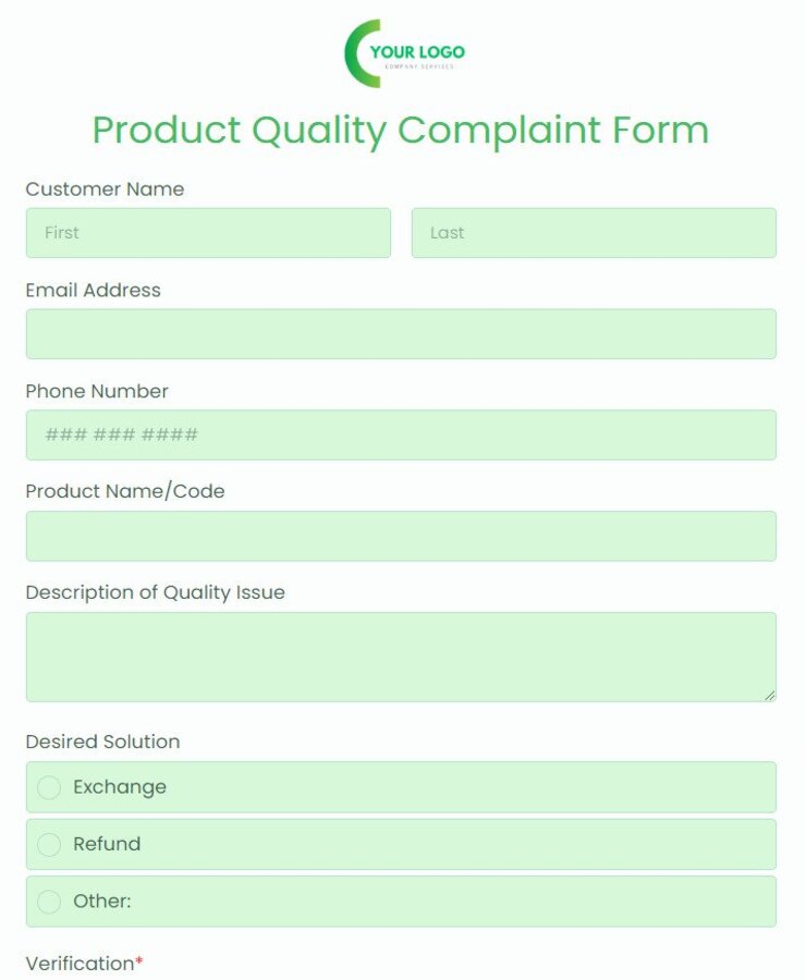 product quality complaint form