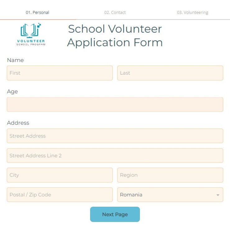 school volunteer application form