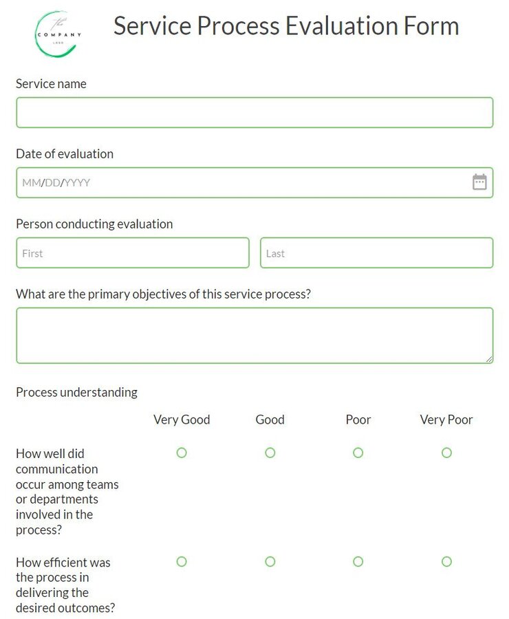 service process evaluation form