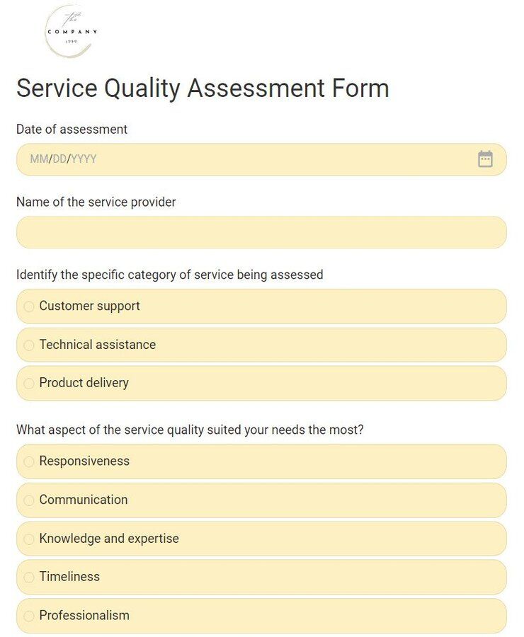 service quality assessment form