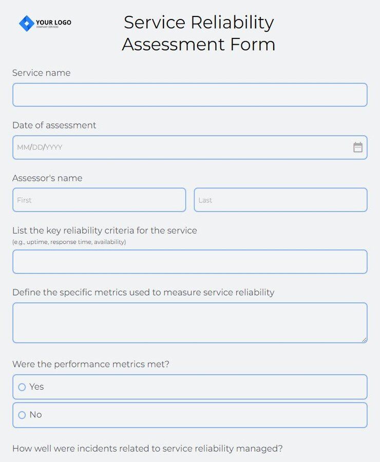 service reliability assessment form