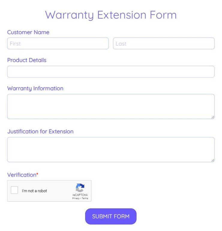 warranty extension form