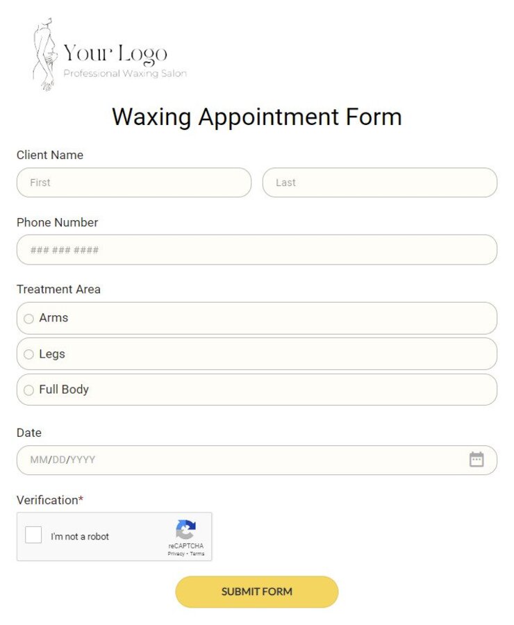 waxing appointment form