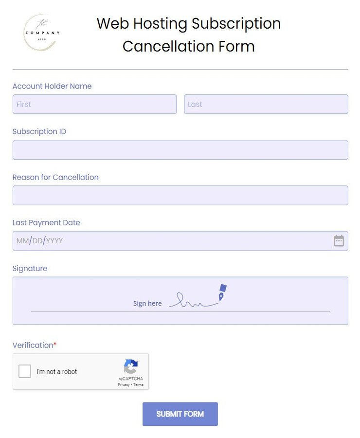 web hosting subscription cancellation form