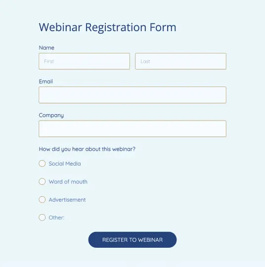 Webinar Registration Form