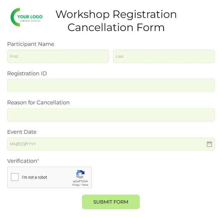 workshop registration cancellation form