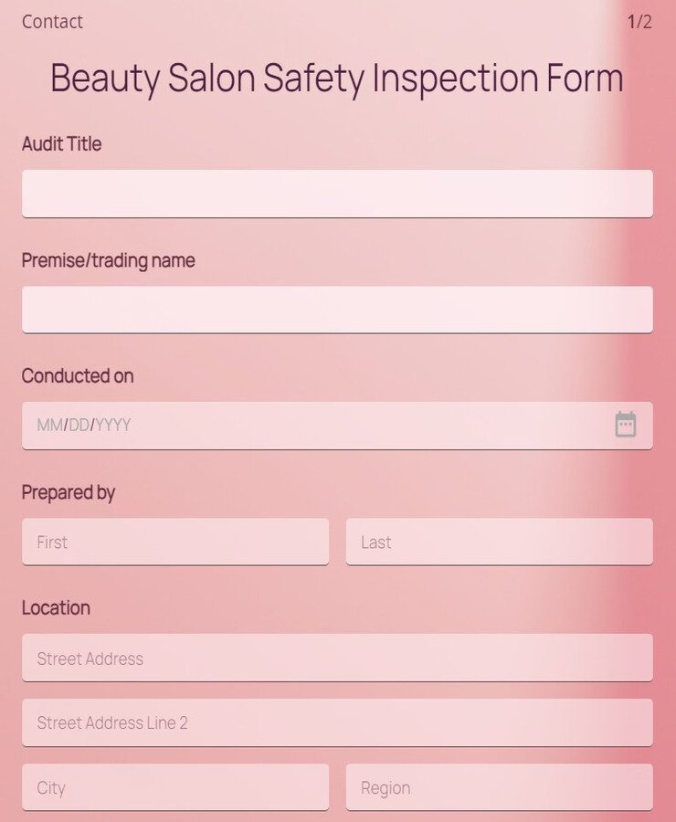 beauty salon safety inspection form