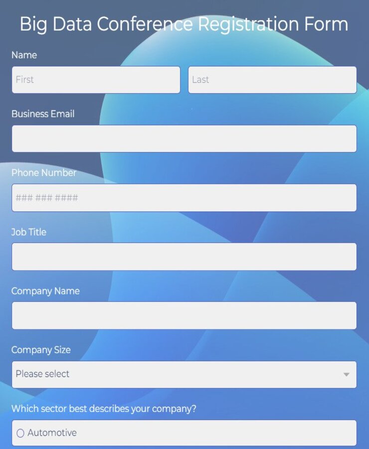 big data conference registration form