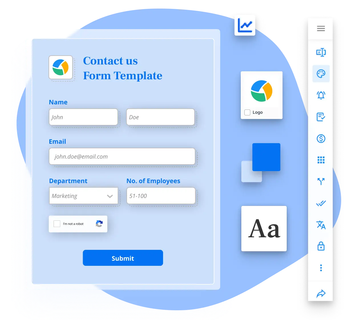 Image showing a contact us form template inside 123FormBuilder editor